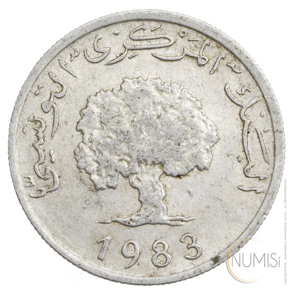 Tunizija - Prva republika: 5 Millièmes 1983 (TN1030X001122) numizmatika kovanci