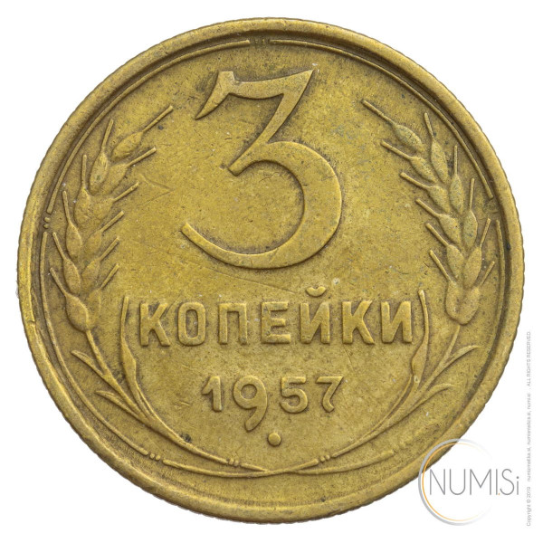 ZSSR: 3 Kopecks 1957 (RU1056X001174) numizmatika kovanci