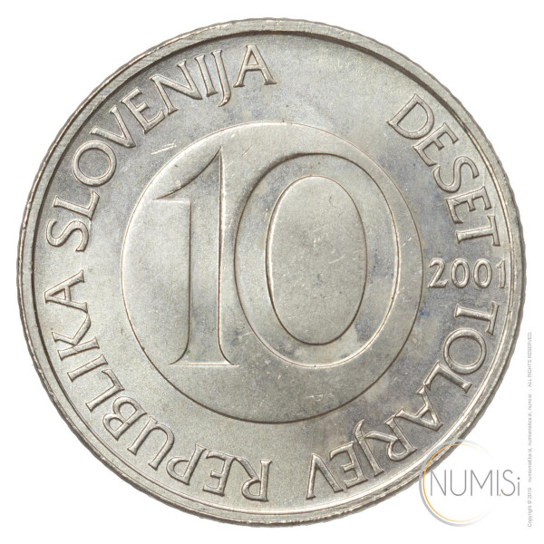 Slovenija - Republika: 10 Tolarjev 2001 (SI1012X001210) numizmatika kovanci