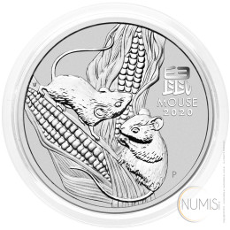 Avstralija: srebrnik Lunar III – Year of the Mouse (Miš) 1 AUD BU 2020 1 oz .9999 srebro, Perth Mint