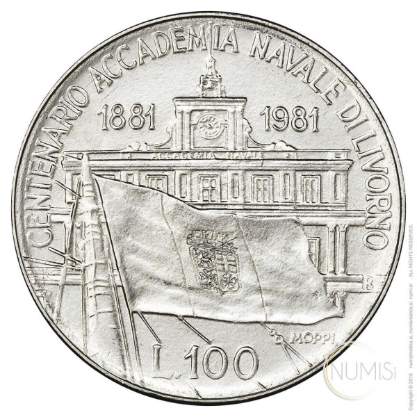 Italija - Republika: 100 Lire 1981- CENTENARIO ACADEMIA NAVALE DI LIVORNO (IT1032440100X000179) numizmatika kovanci