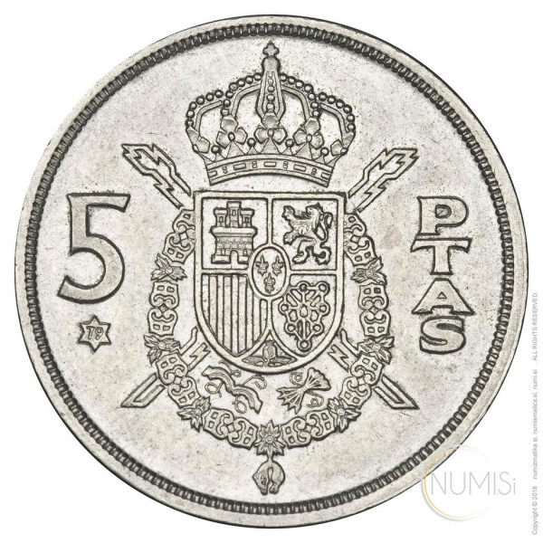 Španija - Kraljevina: 5 ptas 1975 (79) | Juan Carlos I (ES1034440100X000182) numizmatika kovanci