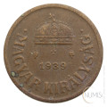 Madžarska - Kraljevina: 2 Filler 1939| Miklós Horthy (HU1074X001901) numizmatika kovanci