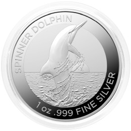 Avstralija: 1 AUD 2020 - 1oz .999 Ag BU - Spinner Dolphin (Dolgokljuni progasti delfin) | Elizabeth II