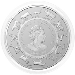 Avstralija: srebrnik Lunar RAM I – Rat (Podgana) 1 AUD BU 2020 1 oz .999 srebro, Royal Australian Mint