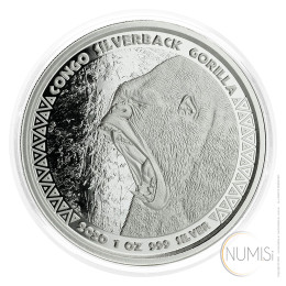 Kongo: srebrnik Silverback Gorilla 5000 Francs PL 2020 1 oz .999 srebro, Scottsdale Mint