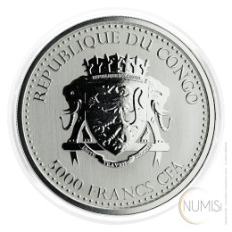 Kongo: srebrnik Silverback Gorilla 5000 Francs PL 2020 1 oz .999 srebro, Scottsdale Mint