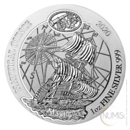 Ruanda: srebrnik Nautical Ounce - Mayflower BU 50 Francs 2020 1 oz .999 srebro, BH Mayer's Kunstprägeanstalt