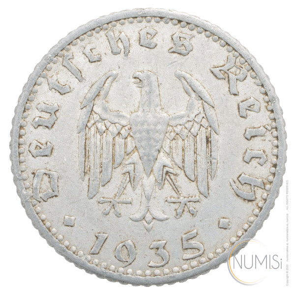 Nemčija - Tretji Rajh: 50 Reichspfennig 1935 A (DE1078X002088) numizmatika kovanci