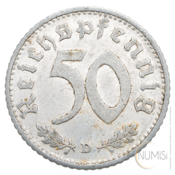 Nemčija - Tretji Rajh: 50 Reichspfennig 1935 D (DE1078X002111) numizmatika kovanci