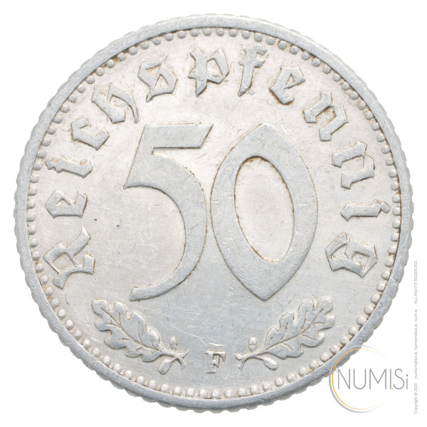 Nemčija - Tretji Rajh: 50 Reichspfennig 1942 F (DE1071X002115) numizmatika kovanci