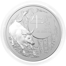 Avstralija: srebrnik Lunar RAM I – Ox (Vol) 1 AUD BU 2021 1 oz .999 srebro, Royal Australian Mint