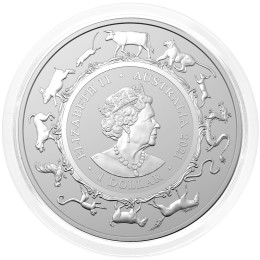 Avstralija: srebrnik Lunar RAM I – Ox (Vol) 1 AUD BU 2021 1 oz .999 srebro, Royal Australian Mint