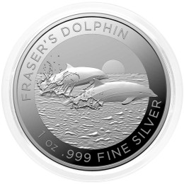 Avstralija: 1 AUD 2021 - 1oz .999 Ag BU - Fraser's Dolphin (Fraserjev delfin)