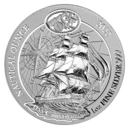 Ruanda: 50 RWF 2022 - 1oz .999 Ag BU - Noutical ounce - USS Constitution
