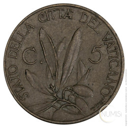 Vatikan - Mestna država: 5 Centesimi 1931 | Pivs XI