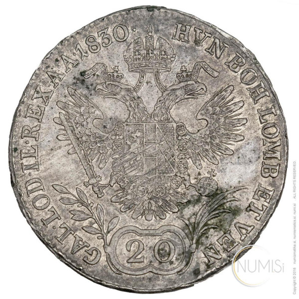 Avstrijsko cesarstvo: 20 Kreuzer 1830 C | Franz I (AT1183220100X000291) numizmatika kovanci