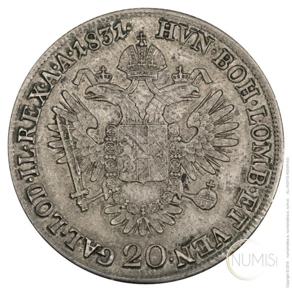 Avstrijsko cesarstvo: 20 Kreuzer 1831 A | Franz I (AT1182220100X000296) numizmatika kovanci