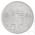 Nizozemska - Kraljevina: 25 Cents 1964 | Juliana (NL1049440100X000547) numizmatika kovanci