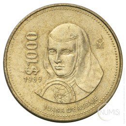 Mehika: 1000 Pesos 1989 - JUANA DE ASBAJE