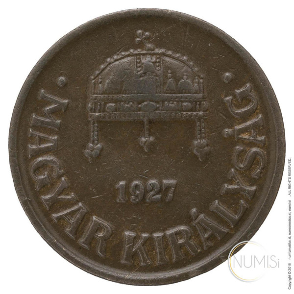 Madžarska - Kraljevina: 1 Filler 1927 | Miklós Horthy (HU1086440100X000783) numizmatika kovanci