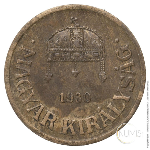 Madžarska - Kraljevina: 1 Filler 1930 | Miklós Horthy (HU1083440100X000785) numizmatika kovanci