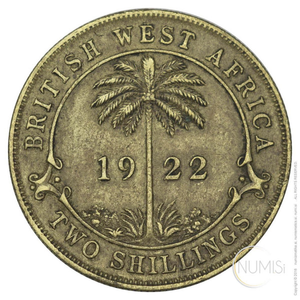 Britanska zahodna Afrika: 2 Šilinga 1922 | George V (001091440100X000093) numizmatika kovanci