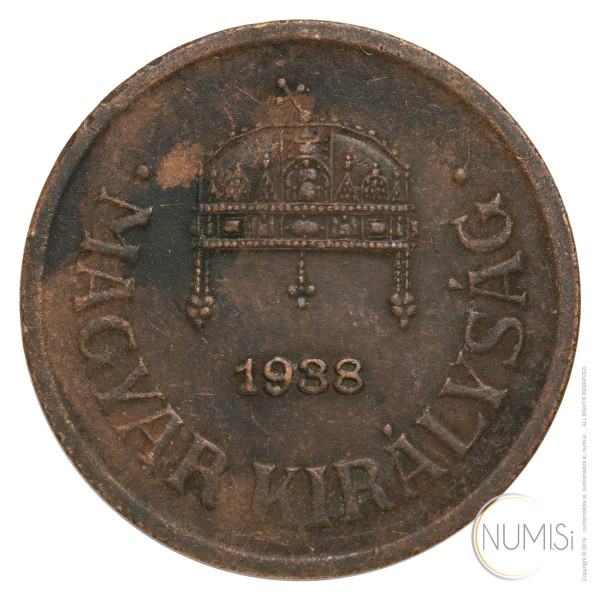 Madžarska - Kraljevina: 2 Filler 1938 | Miklós Horthy (000983) numizmatika kovanci