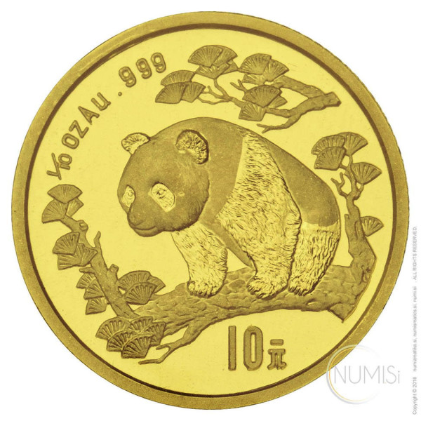 Kitajska (Ljudska republika): zlatnik Panda 10 Yuan BU 1997 1/10 oz .999 zlato, China Gold Coin Incorporation - velika letnica (CN10161102804595606) numizmatika kovanci