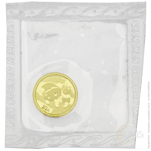 Kitajska (Ljudska republika): zlatnik Panda 20 Yuan BU 2008 1/20 oz .999 zlato, China Gold Coin Incorporation (CN10051102807154655) numizmatika kovanci