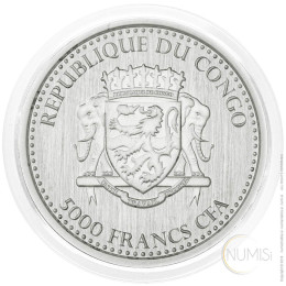 Kongo: srebrnik Silverback Gorilla 5000 Francs PL 2015 1 oz .999 srebro, Scottsdale Mint