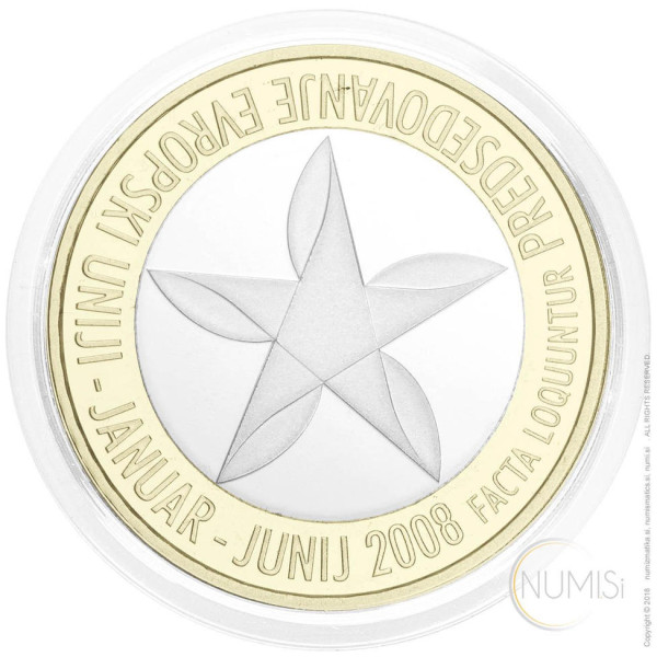 Slovenija - Republika: 3 EURO 2008 - PROOF - Predsedovanje Evropski uniji (SI10054404007256236) numizmatika kovanci