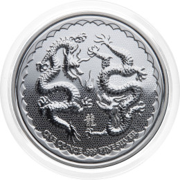 Niue: srebrnik Double Dragon BU 2 NZD 2018 1 oz .999 srebro, New Zealand Mint