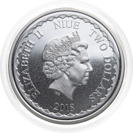 Niue: srebrnik Double Dragon BU 2 NZD 2018 1 oz .999 srebro, New Zealand Mint
