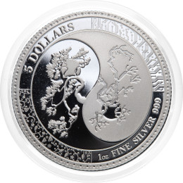 Tokelau: srebrnik Equilibrium BU 5 NZD 2018 1 oz .999 srebro, Pressburg Mint
