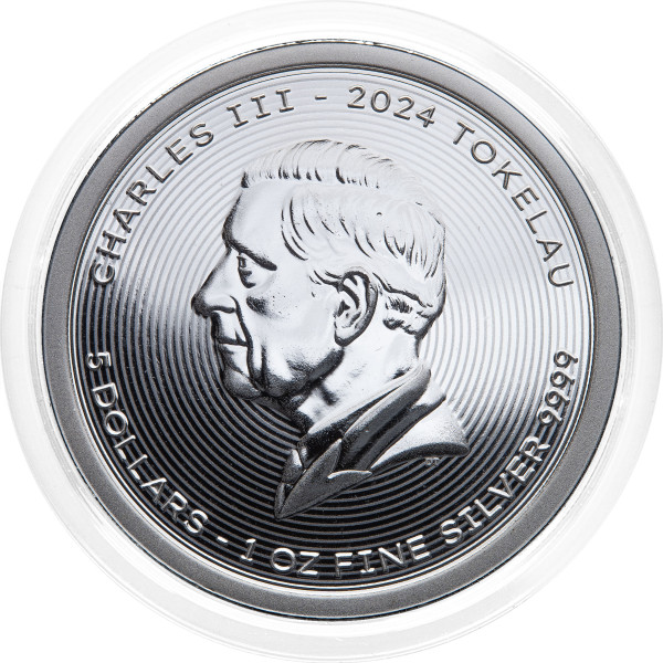 Tokelau: srebrnik Vivat Humanitas BU 5 Dollars 2024 1 oz .999 srebro, Pressburg Mint (TK0989X003760) numizmatika kovanci
