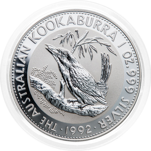 Avstralija: 1 AUD 1992 - 1 oz .999 srebro - BU - Kookaburra - Perth Mint (AU1021X003360) numizmatika kovanci