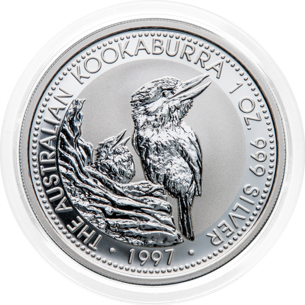 Avstralija: 1 AUD 1997 - 1 oz .999 srebro - BU - Kookaburra - Perth Mint (AU1016X003363) numizmatika kovanci