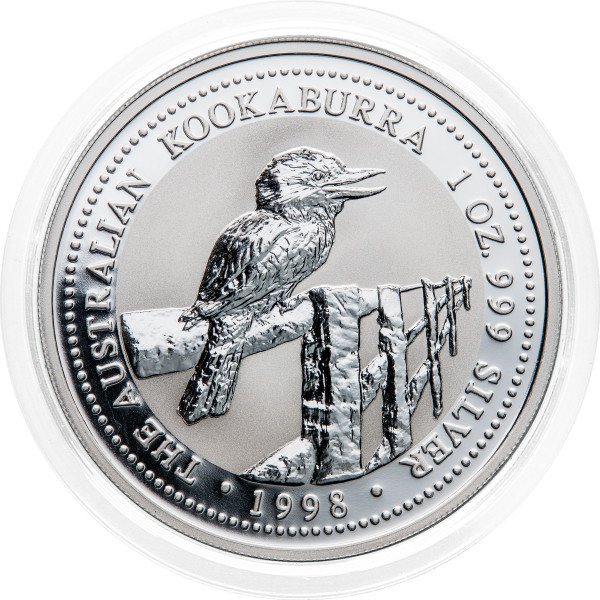 Avstralija: 1 AUD 1998 - 1 oz .999 srebro - BU - Kookaburra - Perth Mint (AU1015X003364) numizmatika kovanci