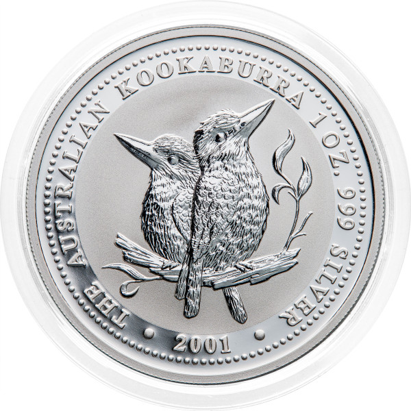 Avstralija: 1 AUD 2001 - 1 oz .999 srebro - BU - Kookaburra - Perth Mint (AU1012X003367) numizmatika kovanci