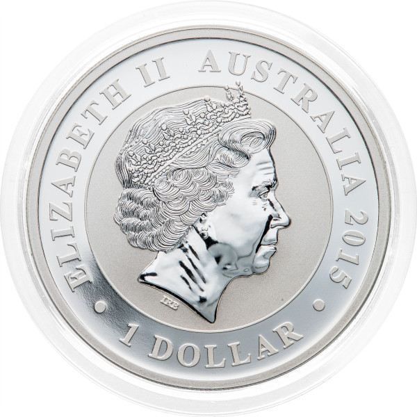 Avstralija: 1 AUD 2015 - 1 oz .999 srebro - BU - Kookaburra - Perth Mint (AU0998X003381) numizmatika kovanci