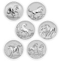 Avstralija: set srebrnikov Brumby 1 AUD BU 2020–2025 6 × 1 oz .999 srebro, Royal Australian Mint (AU0990X002444) numizmatika kovanci