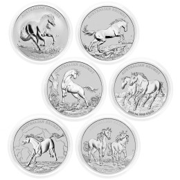 Avstralija: set srebrnikov Brumby 1 AUD BU 2020–2025 6 × 1 oz .999 srebro, Royal Australian Mint
