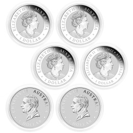 Avstralija: set srebrnikov Brumby 1 AUD BU 2020–2025 6 × 1 oz .999 srebro, Royal Australian Mint