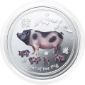 Avstralija – srebrni kovanec Lunar II Year of the Pig 1 AUD 2019 1 oz PP barvni .9999 srebro, Perth Mint (AU0994X003672) numizmatika kovanci
