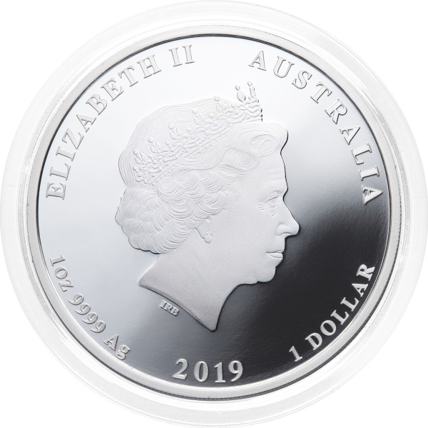 Avstralija – srebrni kovanec Lunar II Year of the Pig 1 AUD 2019 1 oz PP barvni .9999 srebro, Perth Mint (AU0994X003672) numizmatika kovanci
