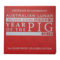 Avstralija – srebrni kovanec Lunar II Year of the Pig 1 AUD 2019 1 oz PP barvni .9999 srebro, Perth Mint (AU0994X003672) numizmatika kovanci