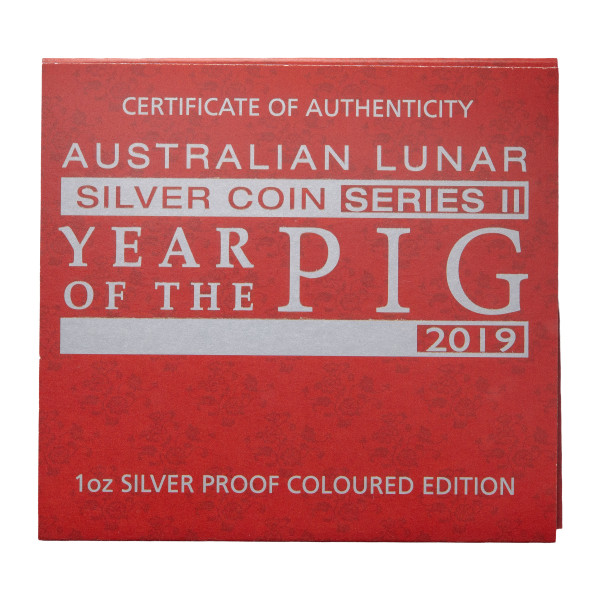 Avstralija – srebrni kovanec Lunar II Year of the Pig 1 AUD 2019 1 oz PP barvni .9999 srebro, Perth Mint (AU0994X003672) numizmatika kovanci