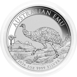 Avstralija: srebrnik Australian Emu BU 1 AUD 2026 1 oz .9999 srebro, Perth Mint