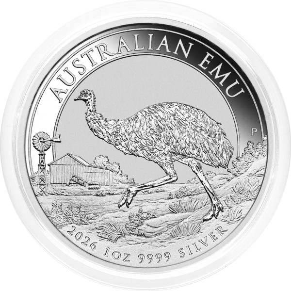 Avstralija: srebrnik Australian Emu BU 1 AUD 2026 1 oz .9999 srebro, Perth Mint (AU0988X003749) numizmatika kovanci